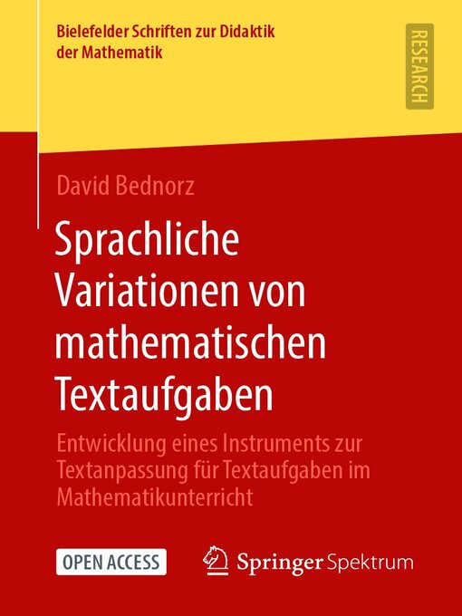 Title details for Sprachliche Variationen von mathematischen Textaufgaben by David Bednorz - Available